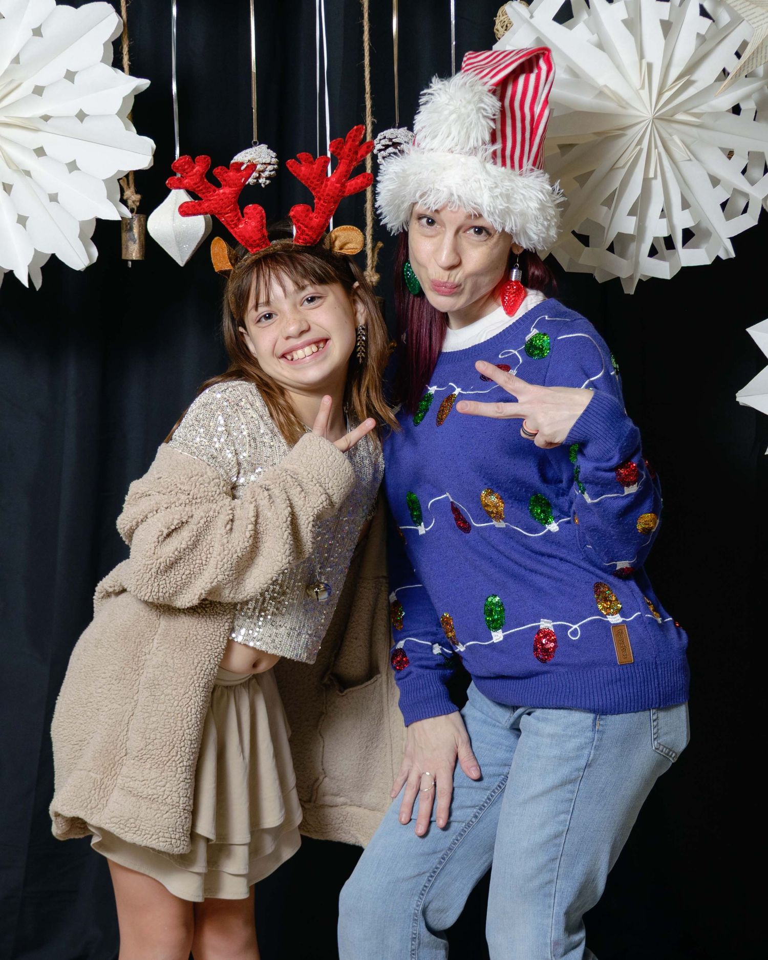 Family photo from a Christmas photo booth