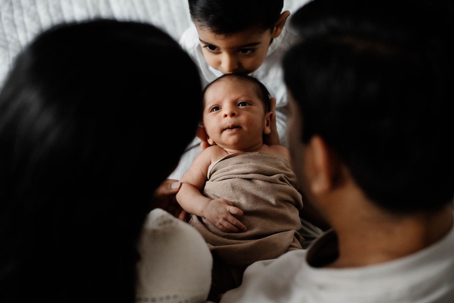 Natural family portrait photographed at home in Oakville