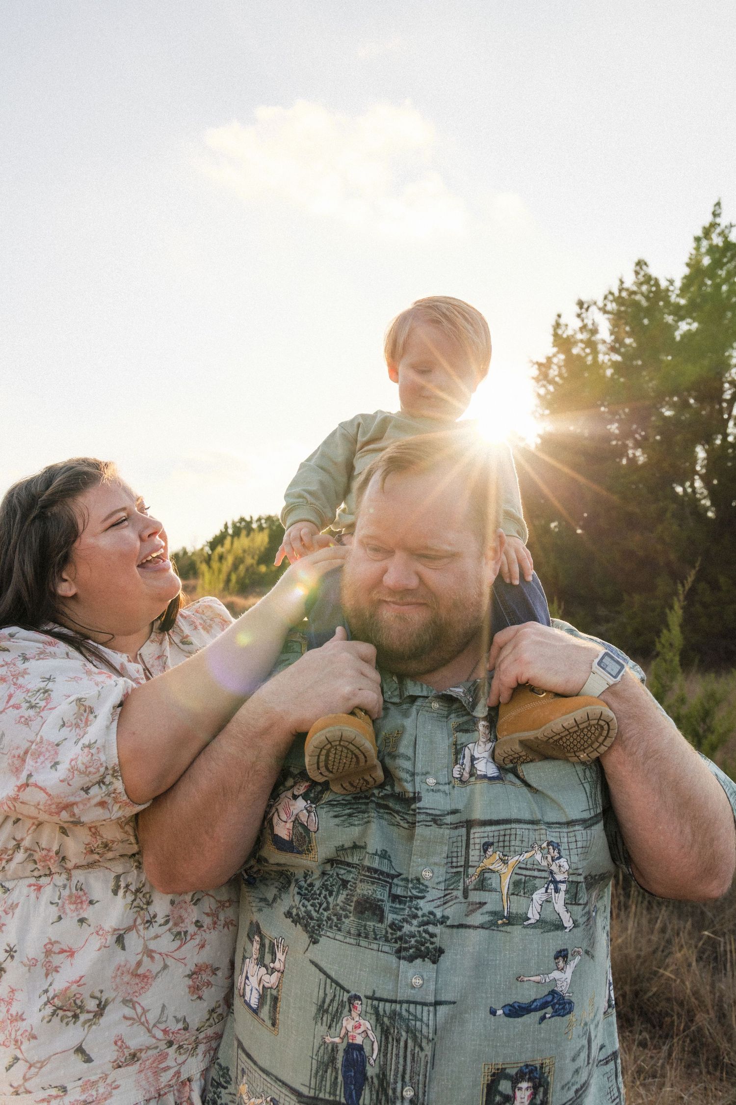 Family playing during outdoor family photo session