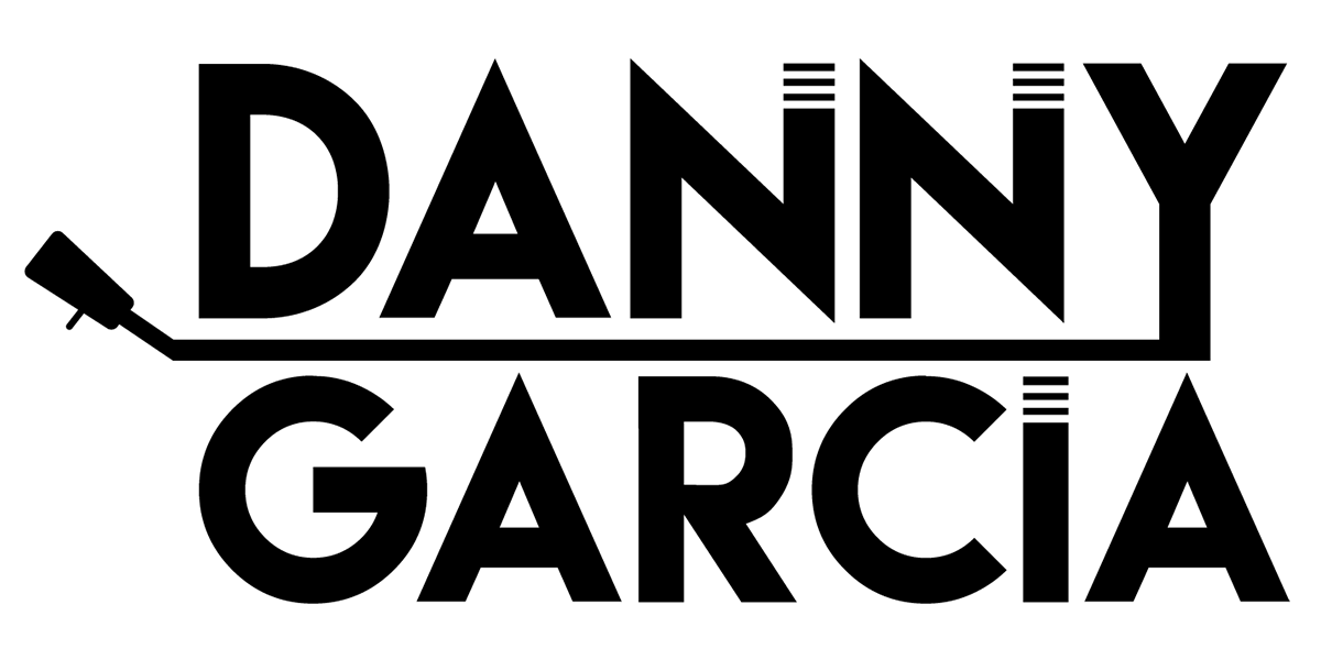Danny Garcia logo featuring bold black text with a guitar graphic and sleek modern typography design.