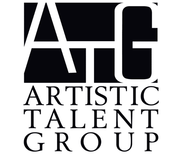 Artistic Talent Group logo featuring bold ATG monogram initials in black and white with full company name below.