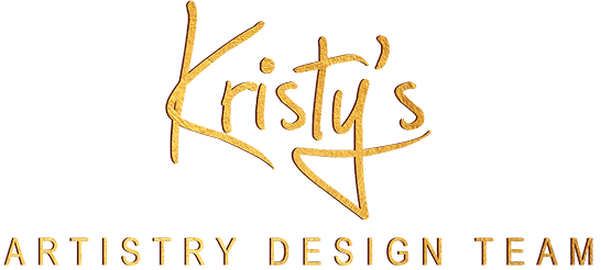 Gold script logo for Kristy's Artistry Design Team on white background.
