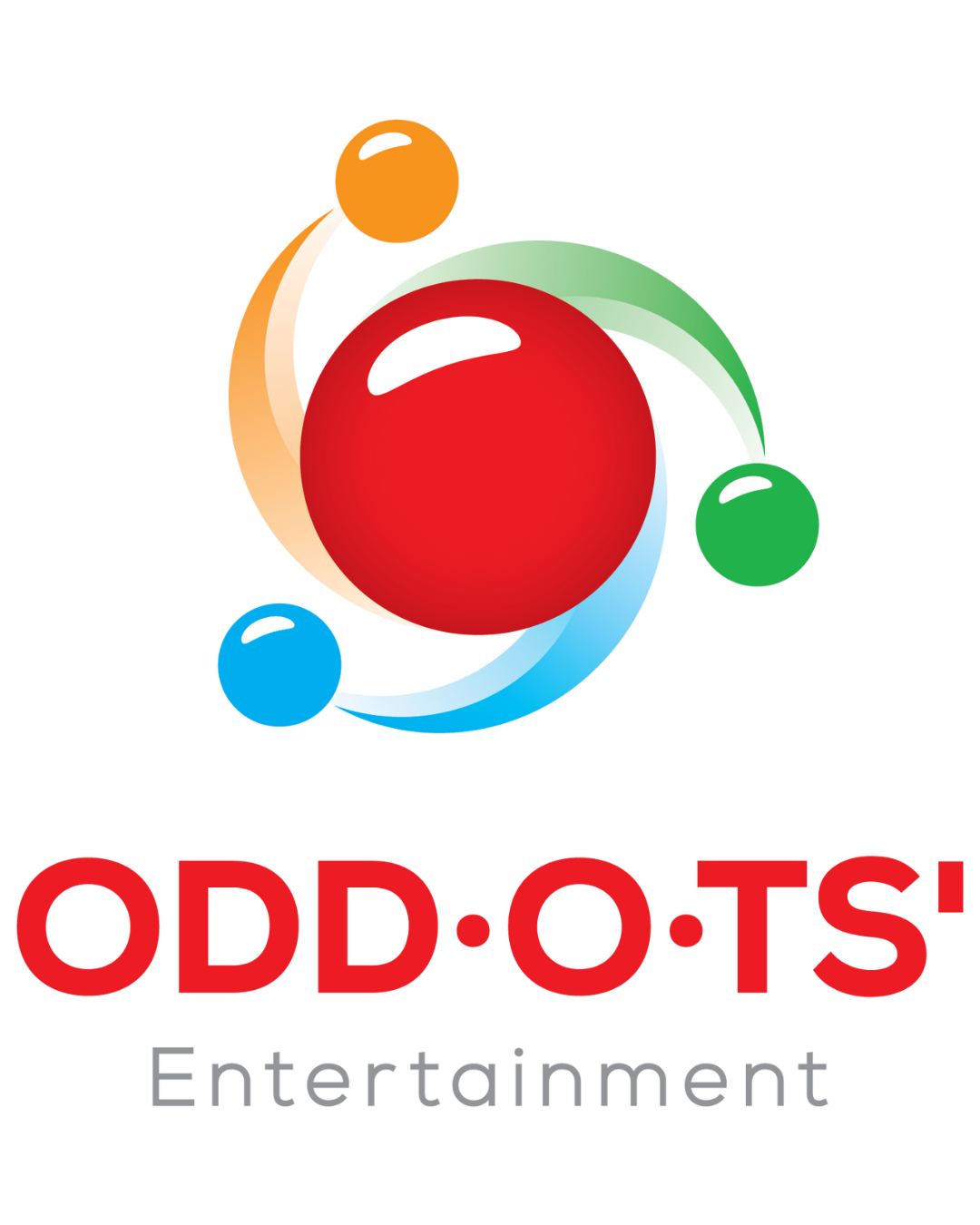 Odd-O-Ts Entertainment logo featuring colorful orbiting balls around a central red sphere on white background.
