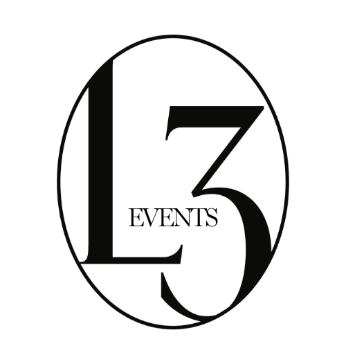 L3 Events elegant oval logo with bold black typography on a clean white background.