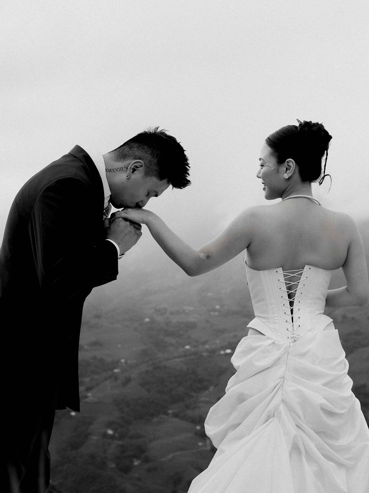 wedding: black and white series of intimate wedding poses, by AnhVuWedding.