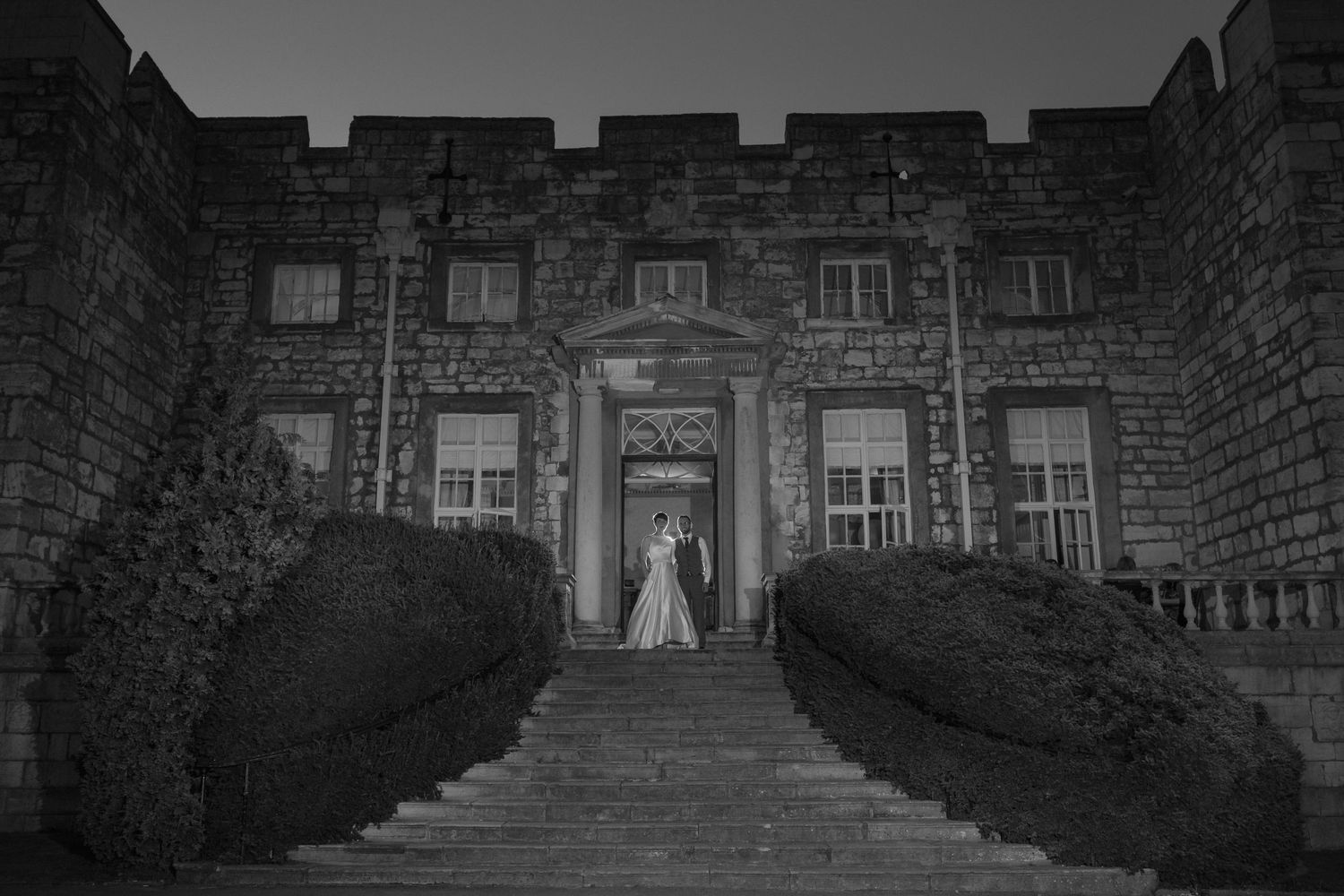 Night time castle wedding photography by Norfolk wedding photographer Chris Loneragan. Available in Norfolk, Norwich, Suffolk, Cambridge.