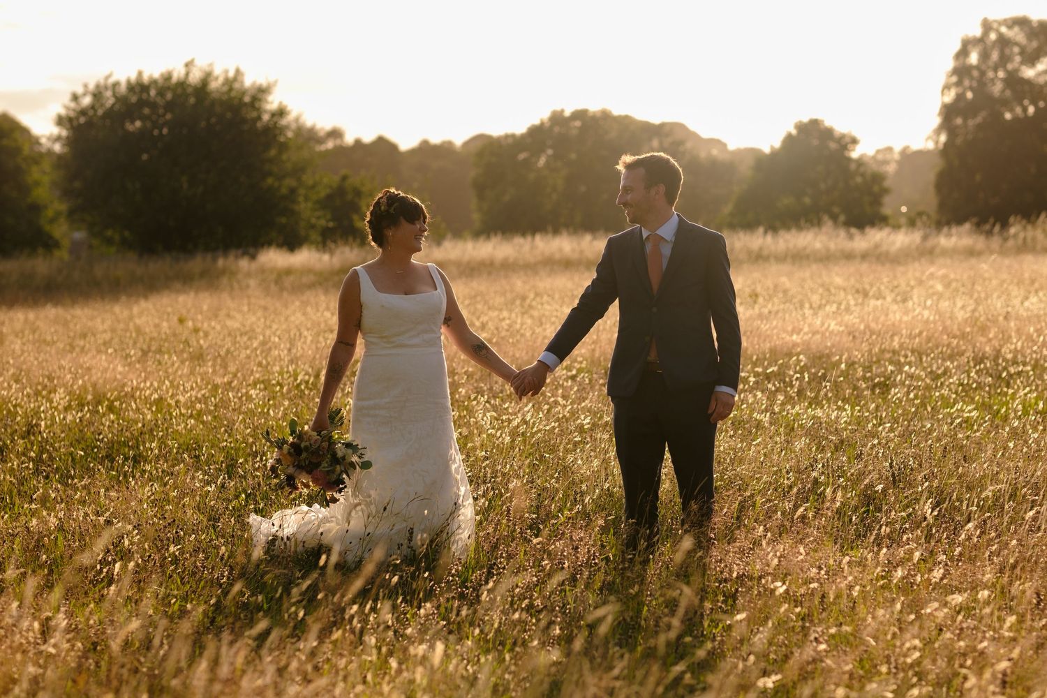 Norfolk wedding photographer sunset portrait at Eyam Hall in Derbyshire
