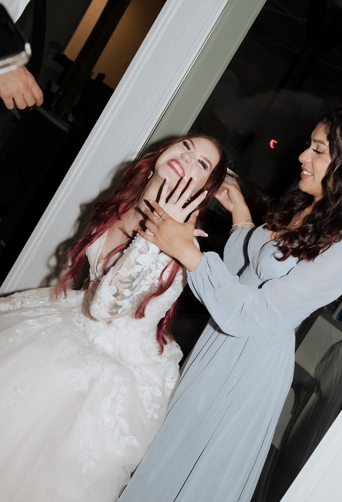 Bride showing off her wifey status
