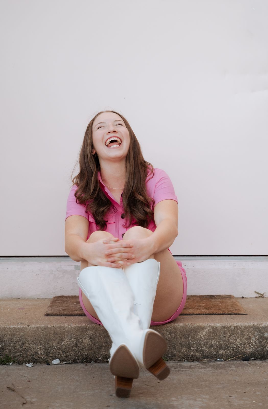 Girl laughing in image- Portraits in Downtown Broken Arrow