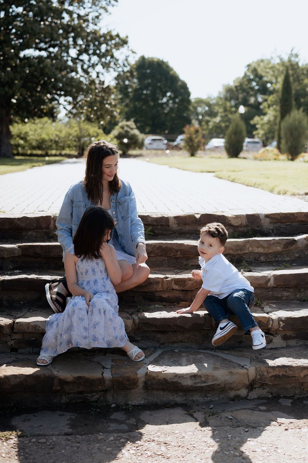 Documentary style motherhood session with mom and her children at Woodward Park