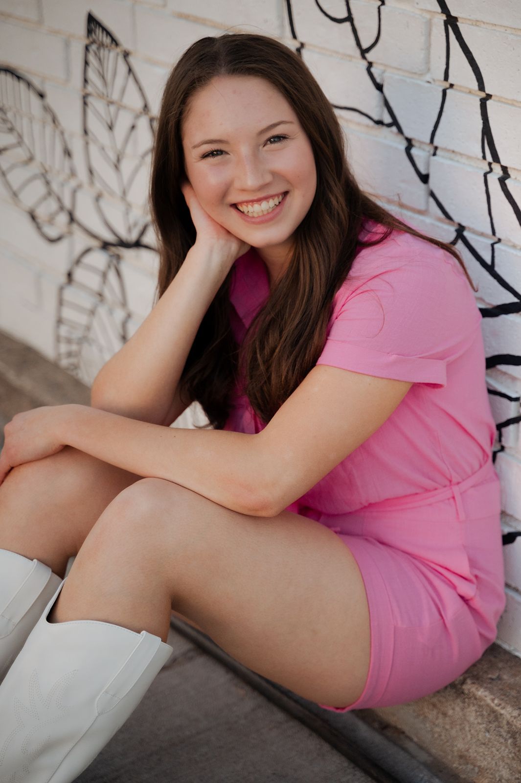 Model smiling authentically at  tulsa area photographer
