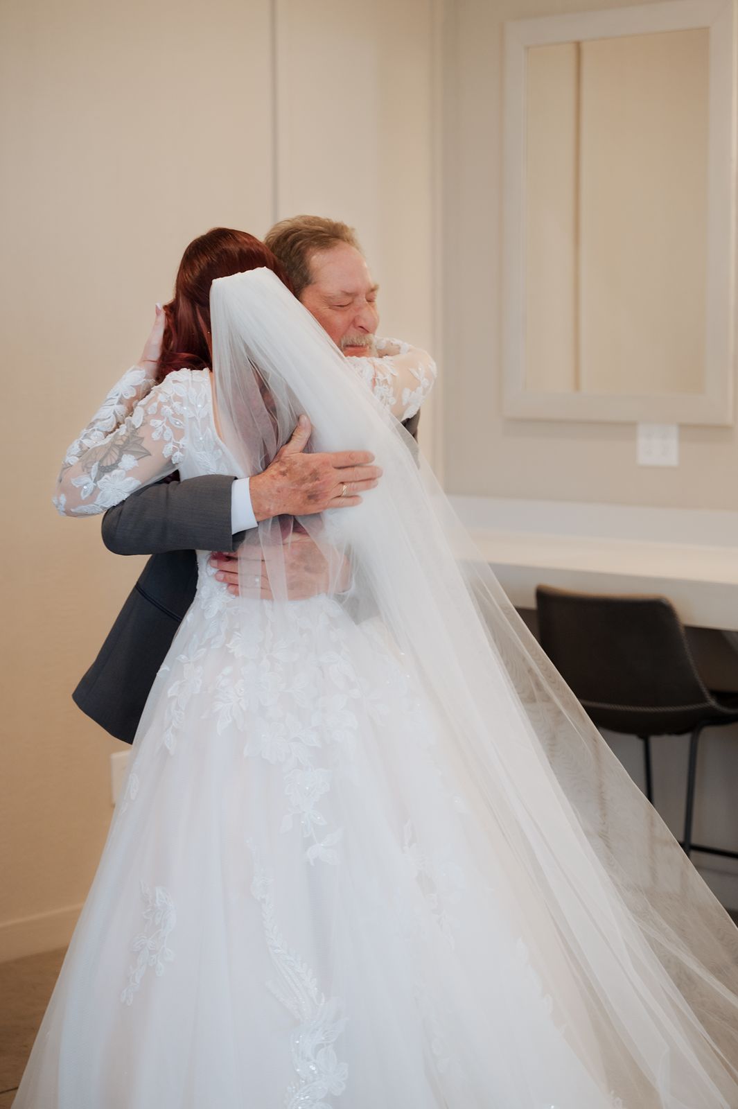 First look with father of the bride