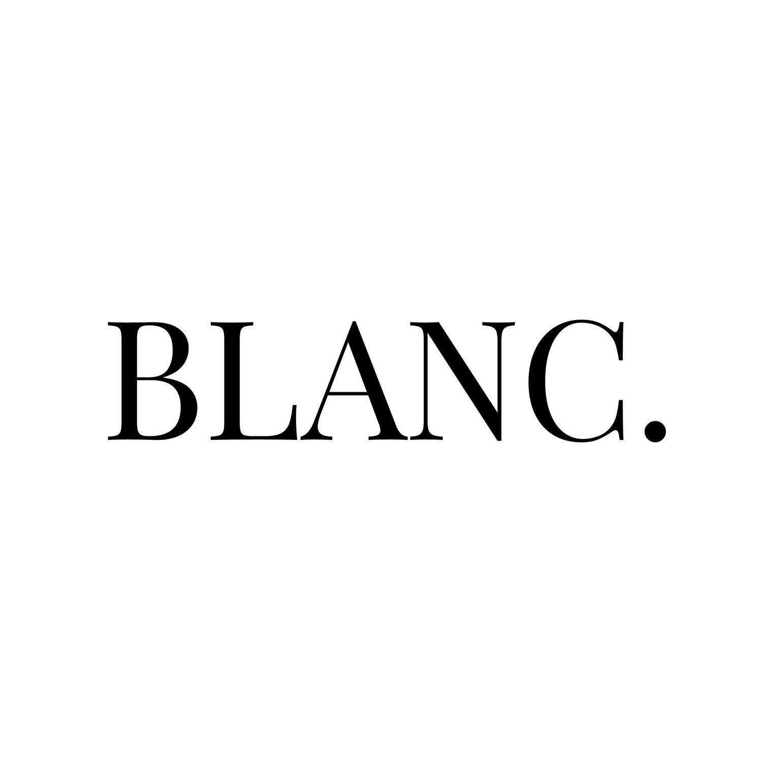 Elegant white text spelling 'BLANC' on a minimalist background.