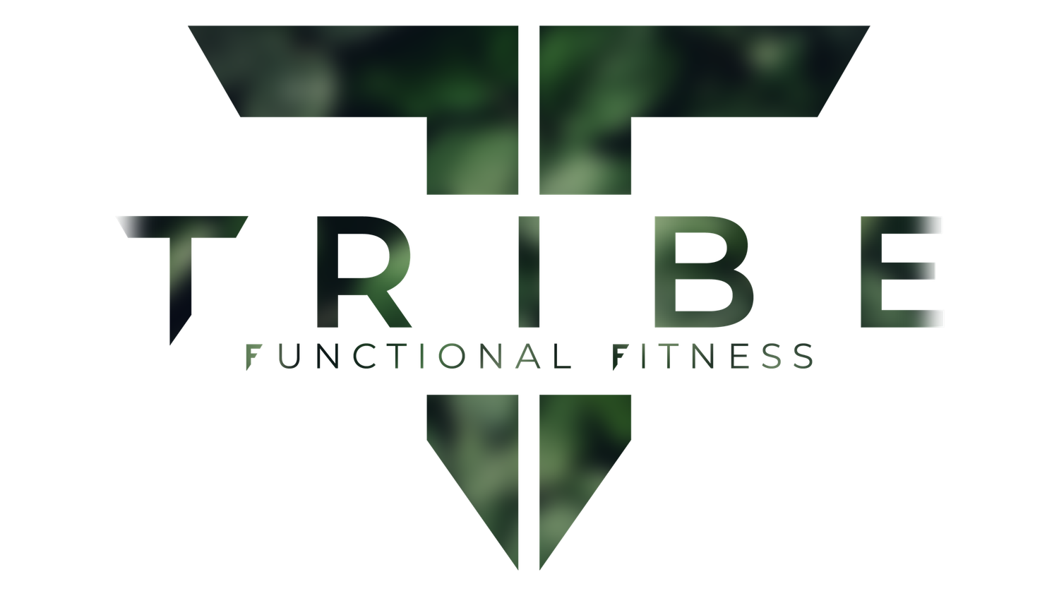 Tribe Functional Fitness logo featuring bold green geometric T emblem with modern typography on white background.
