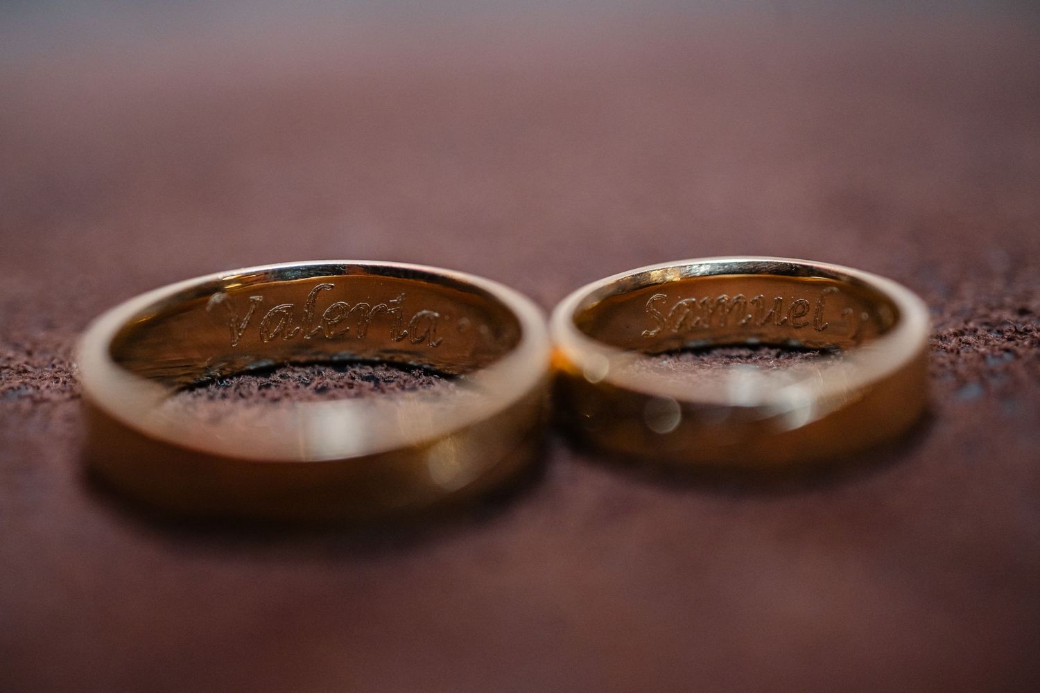 Macro shot of wedding rings with shallow depth of field.