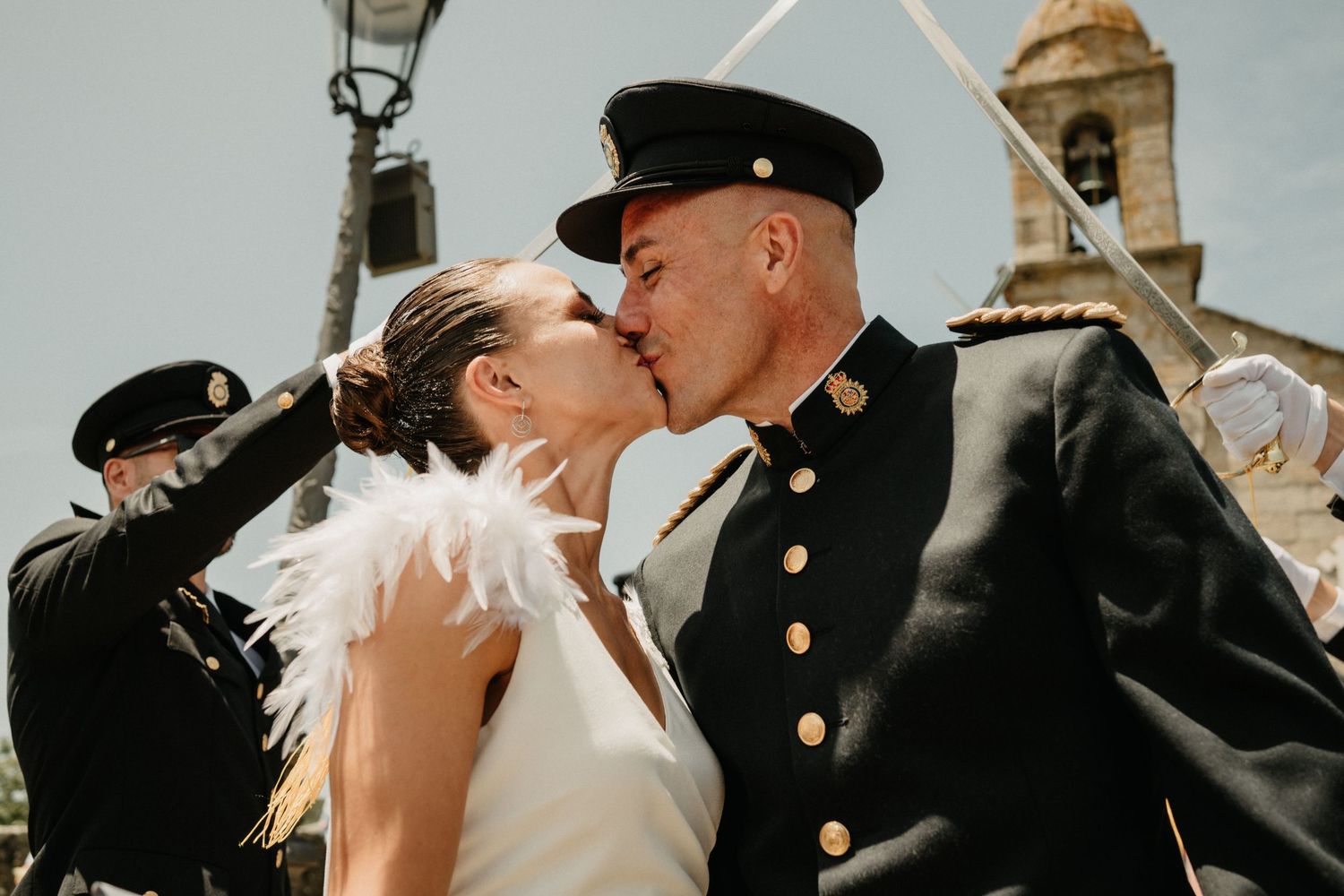 Military wedding ceremony captured in a series of romantic outdoor moments.