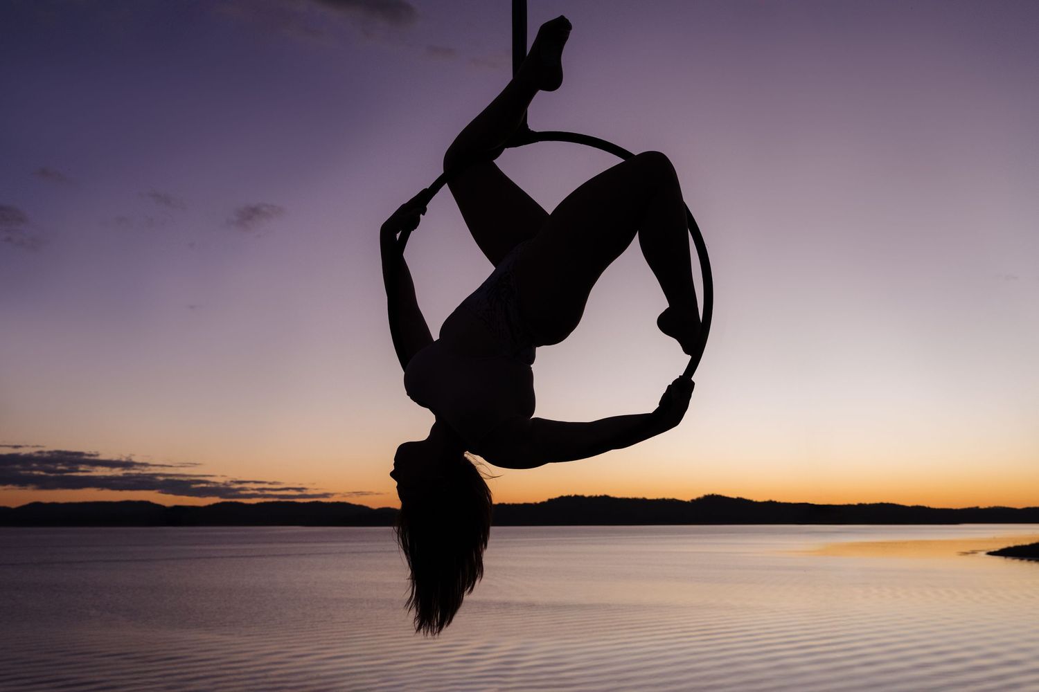 Aerial Hoop Silhouette at Sunset