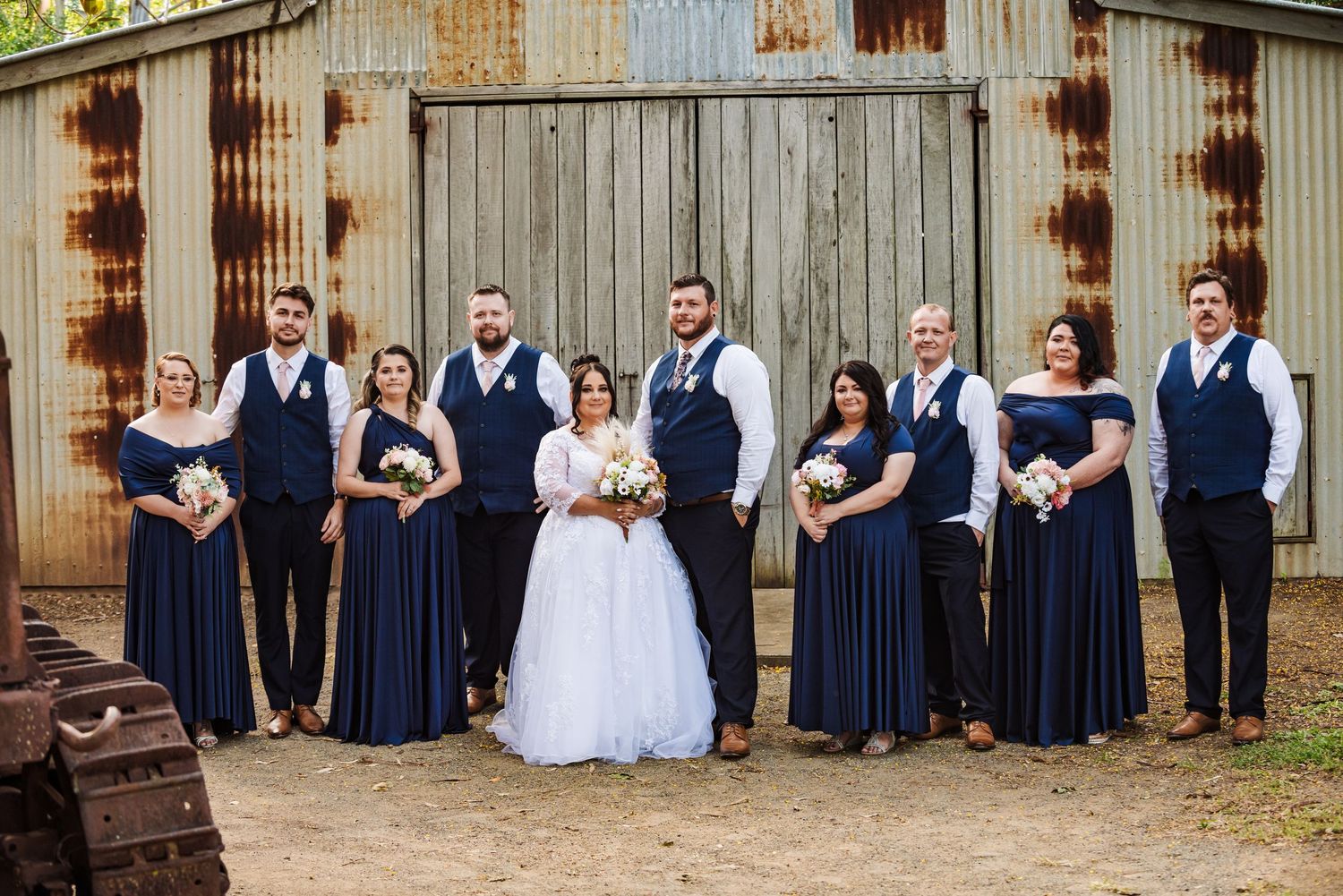 Bridal Party and Barn