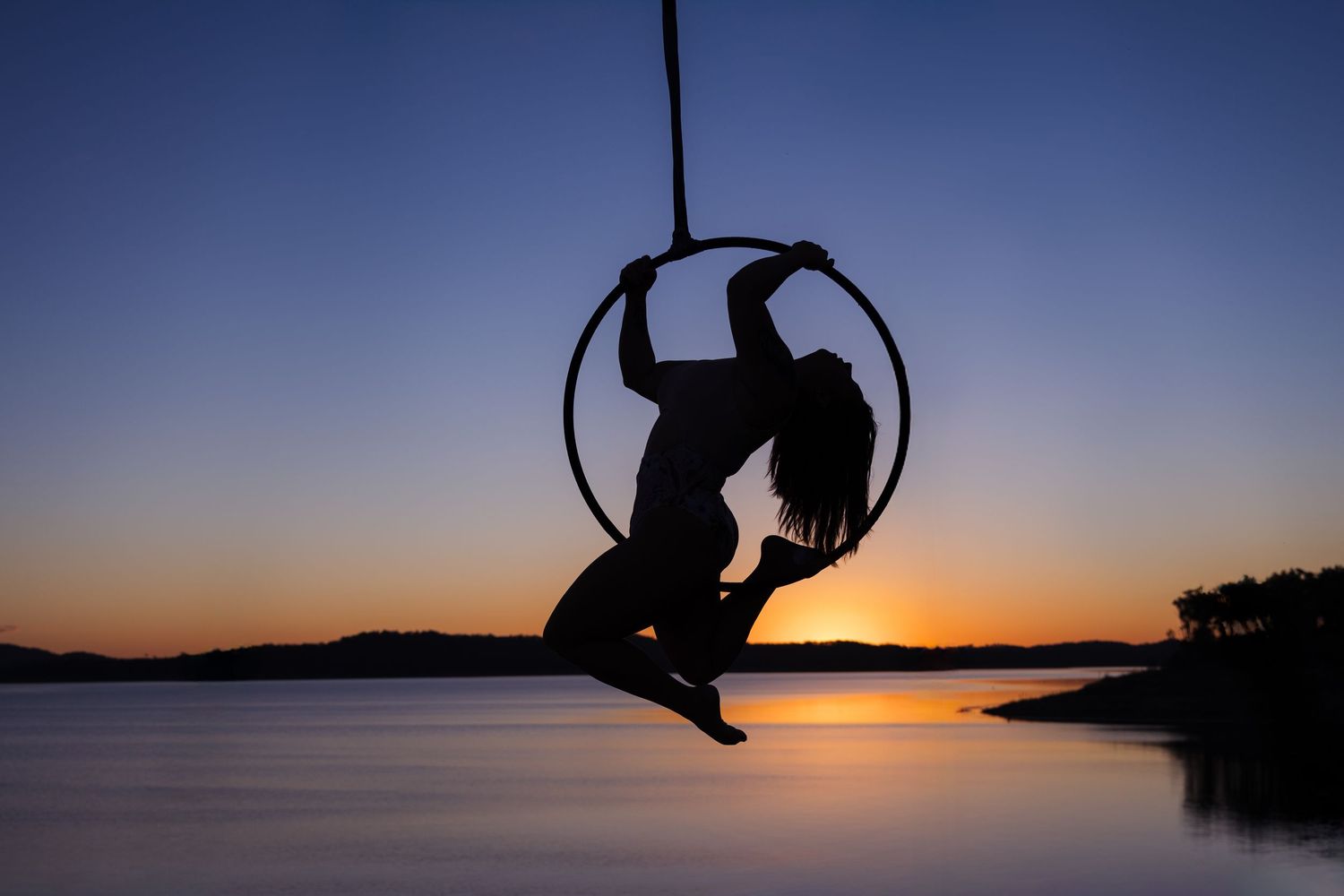 Aerial Hoop Silhouette at Sunset