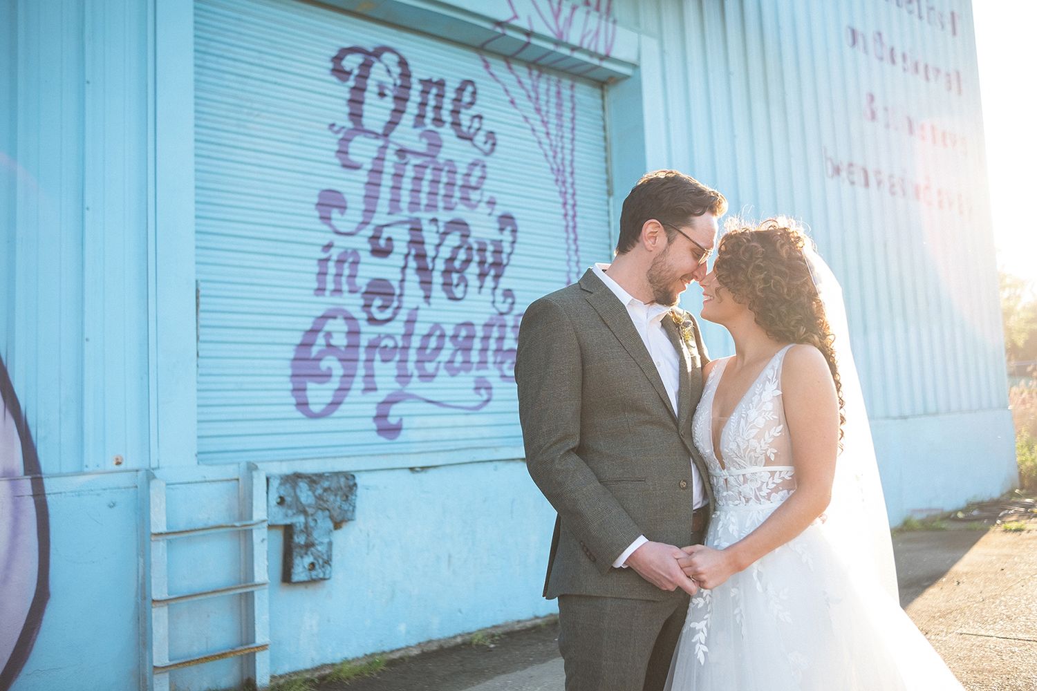Creative, modern, and romantic New Orleans wedding couple portraits with candid, timeless photography capturing love and real moments