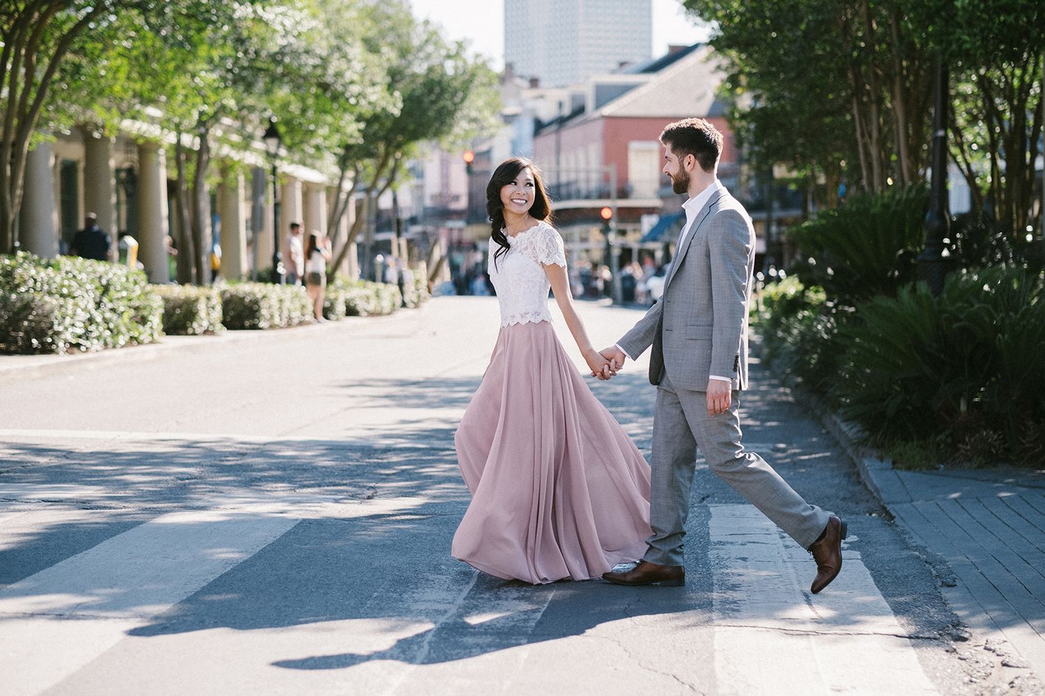 Creative, modern, and romantic New Orleans wedding couple portraits with candid, timeless photography capturing love and real moments