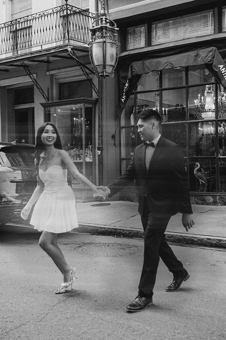 Creative, modern, and romantic New Orleans wedding couple portraits with candid, timeless photography capturing love and real moments