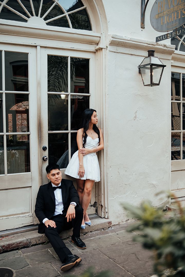 Creative, modern, and romantic New Orleans wedding couple portraits with candid, timeless photography capturing love and real moments