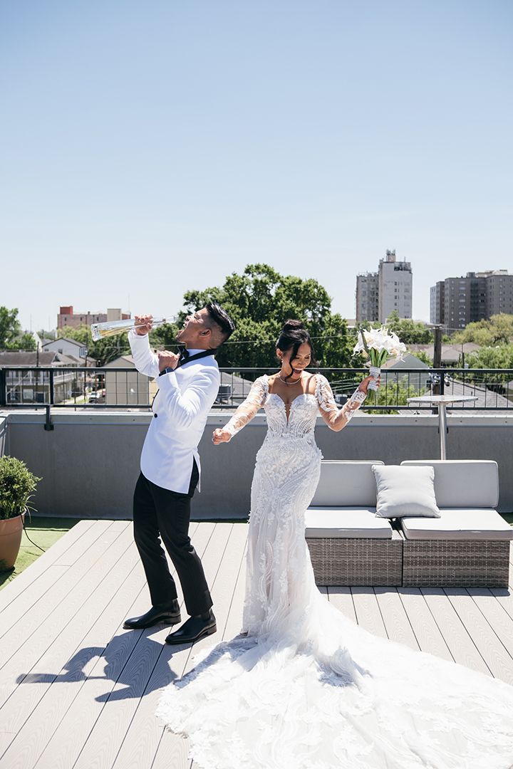 Creative, modern, and romantic New Orleans wedding couple portraits with candid, timeless photography capturing love and real moments