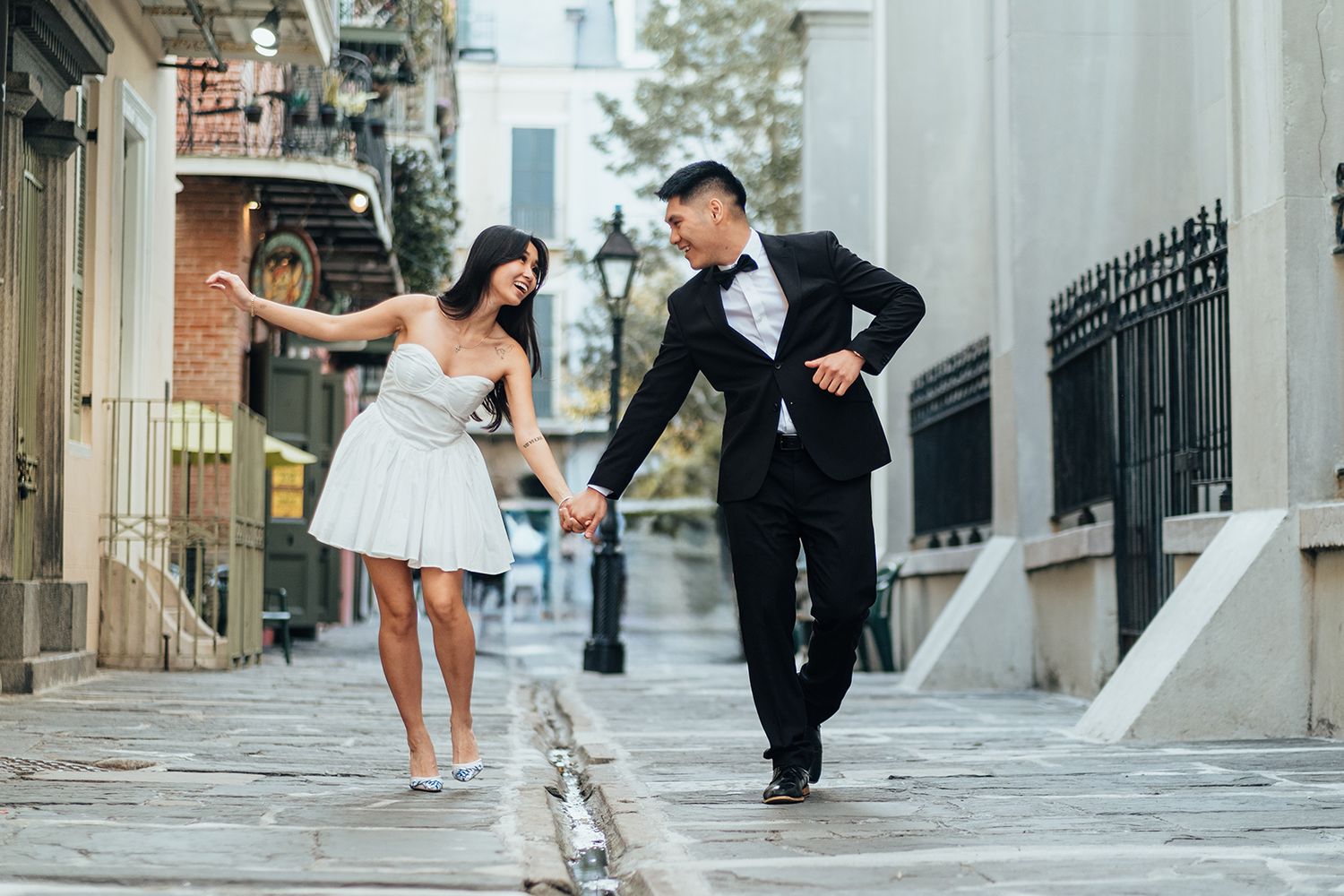 Creative, modern, and romantic New Orleans wedding couple portraits with candid, timeless photography capturing love and real moments
