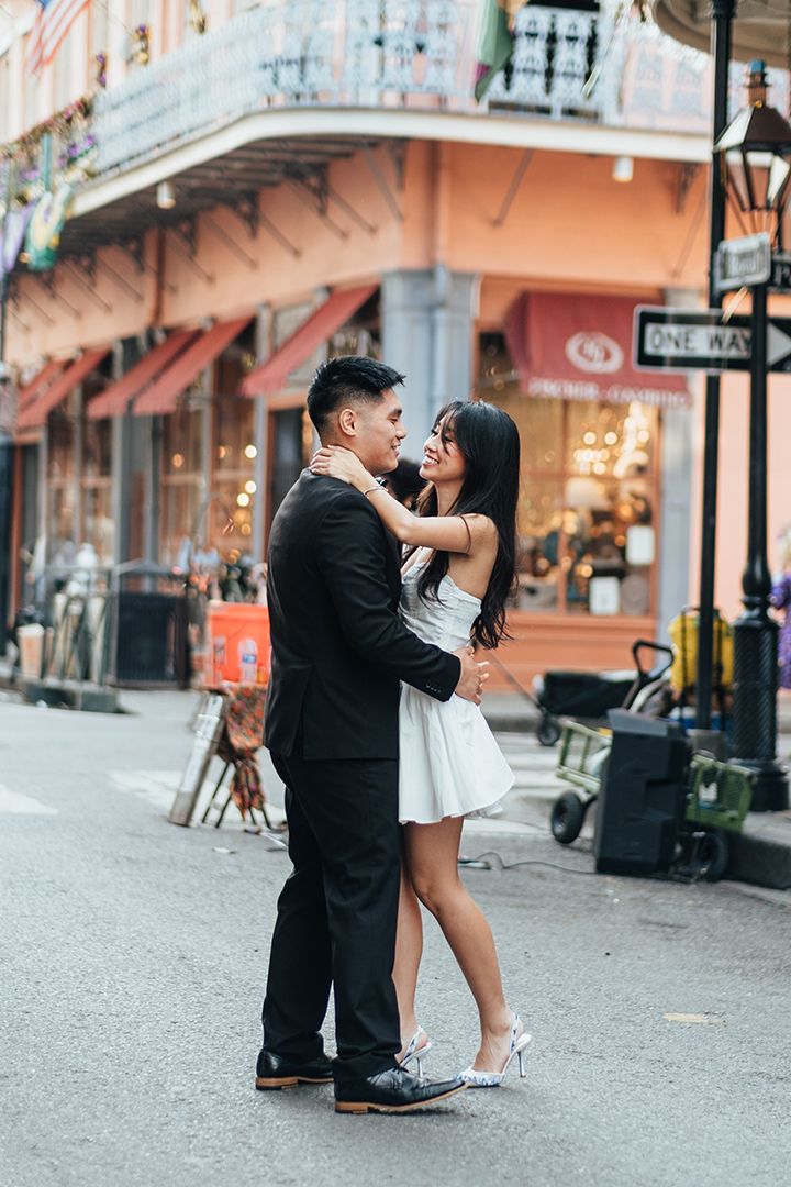 Creative, modern, and romantic New Orleans wedding couple portraits with candid, timeless photography capturing love and real moments