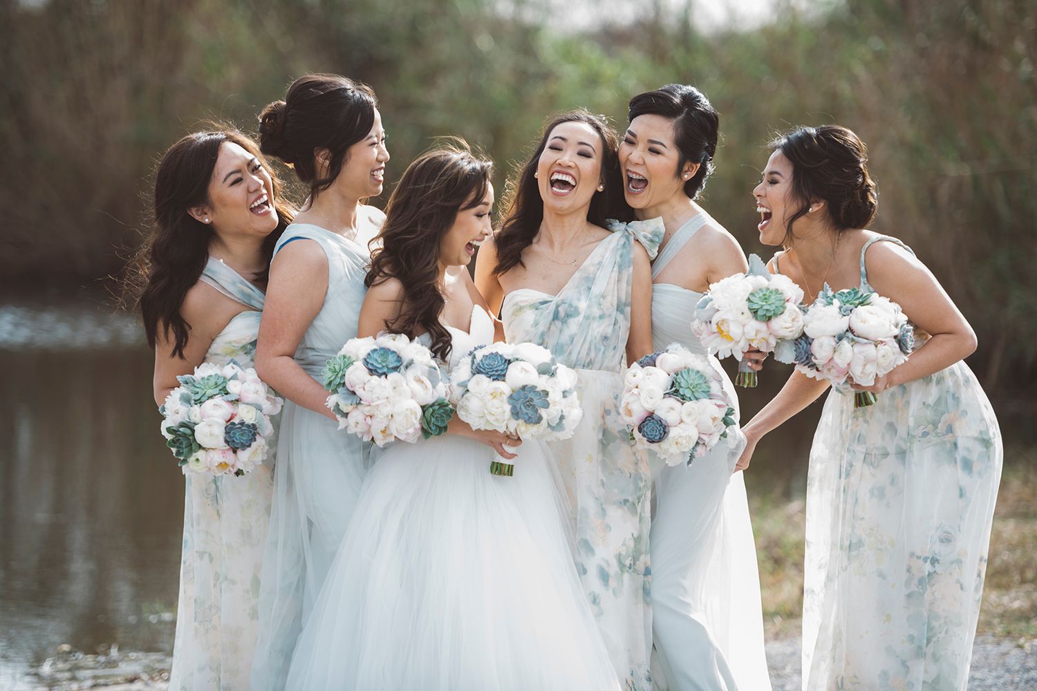 New Orleans wedding party photos with bridal party, bridesmaids, and groomsmen captured in candid and classic group portraits