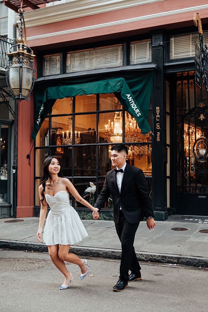 Creative, modern, and romantic New Orleans wedding couple portraits with candid, timeless photography capturing love and real moments