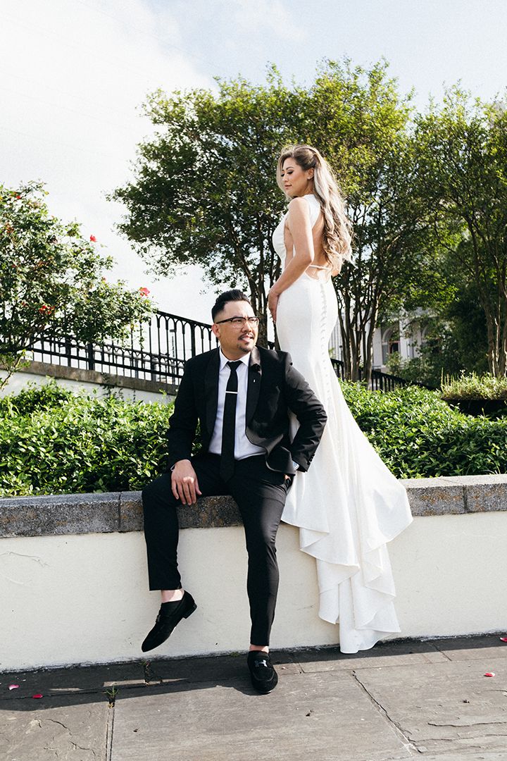 Creative, modern, and romantic New Orleans wedding couple portraits with candid, timeless photography capturing love and real moments