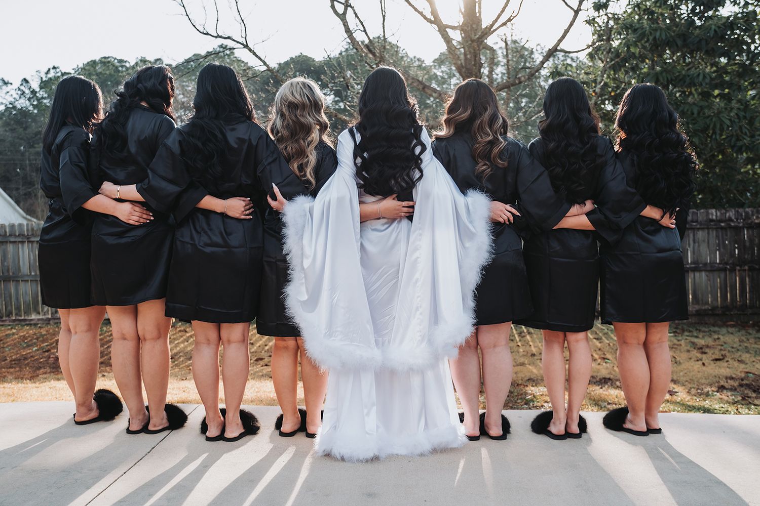 New Orleans wedding party photos with bridal party, bridesmaids, robe shots, stylish, creative.