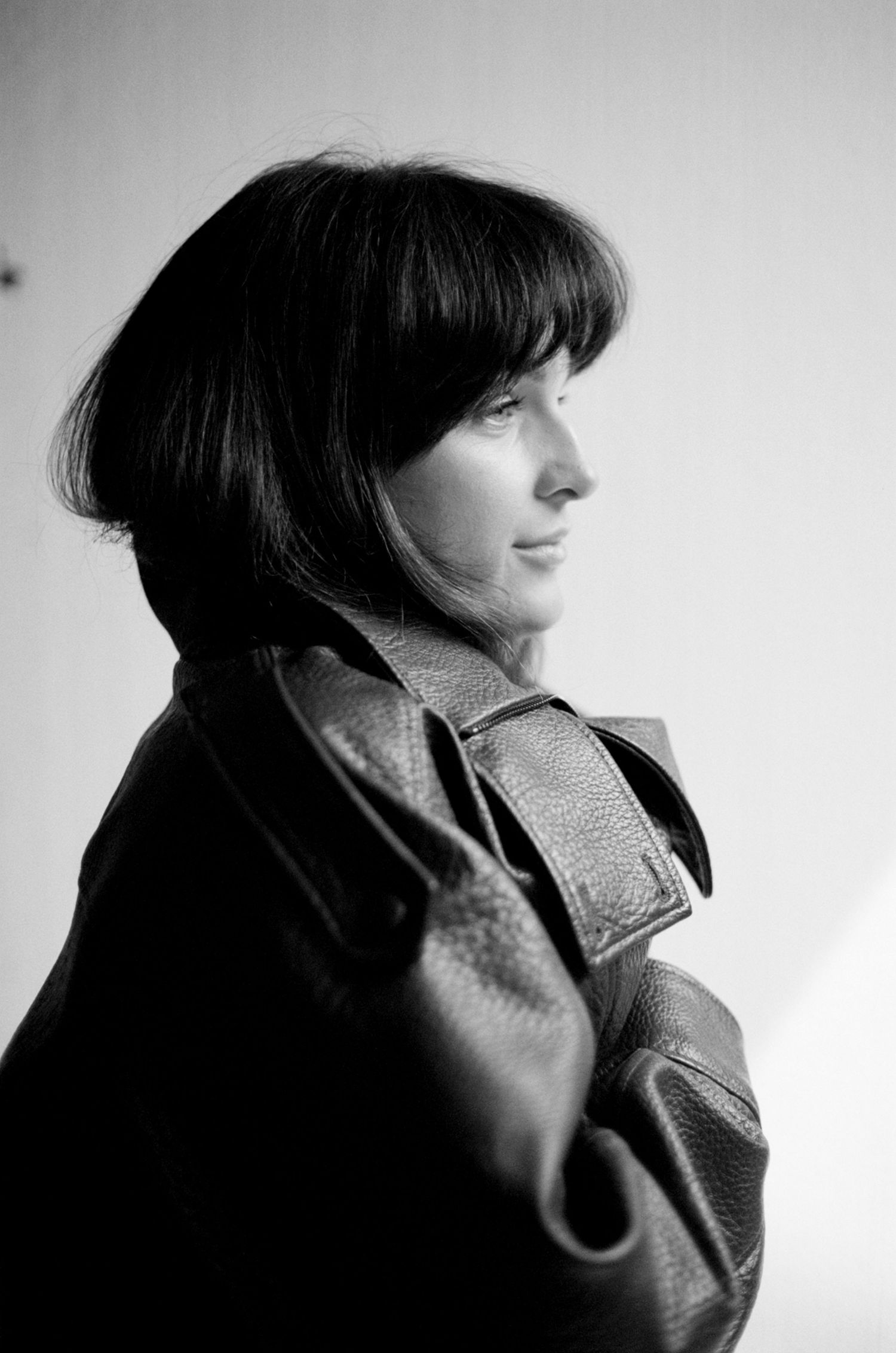Black and white editorial portrait of London photographer Eugenia Hembliuk