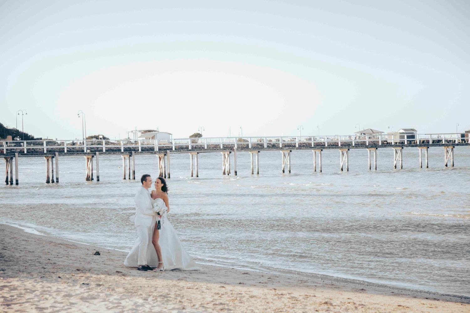 Happy newlywed portrait in Sorrento, Victoria