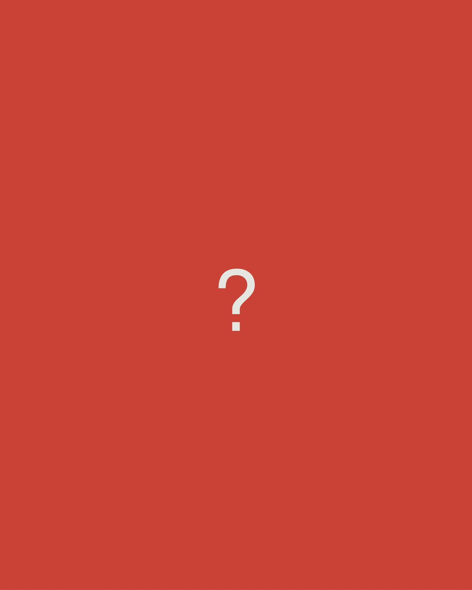 A plain red background with a white question mark symbol centered on the image.