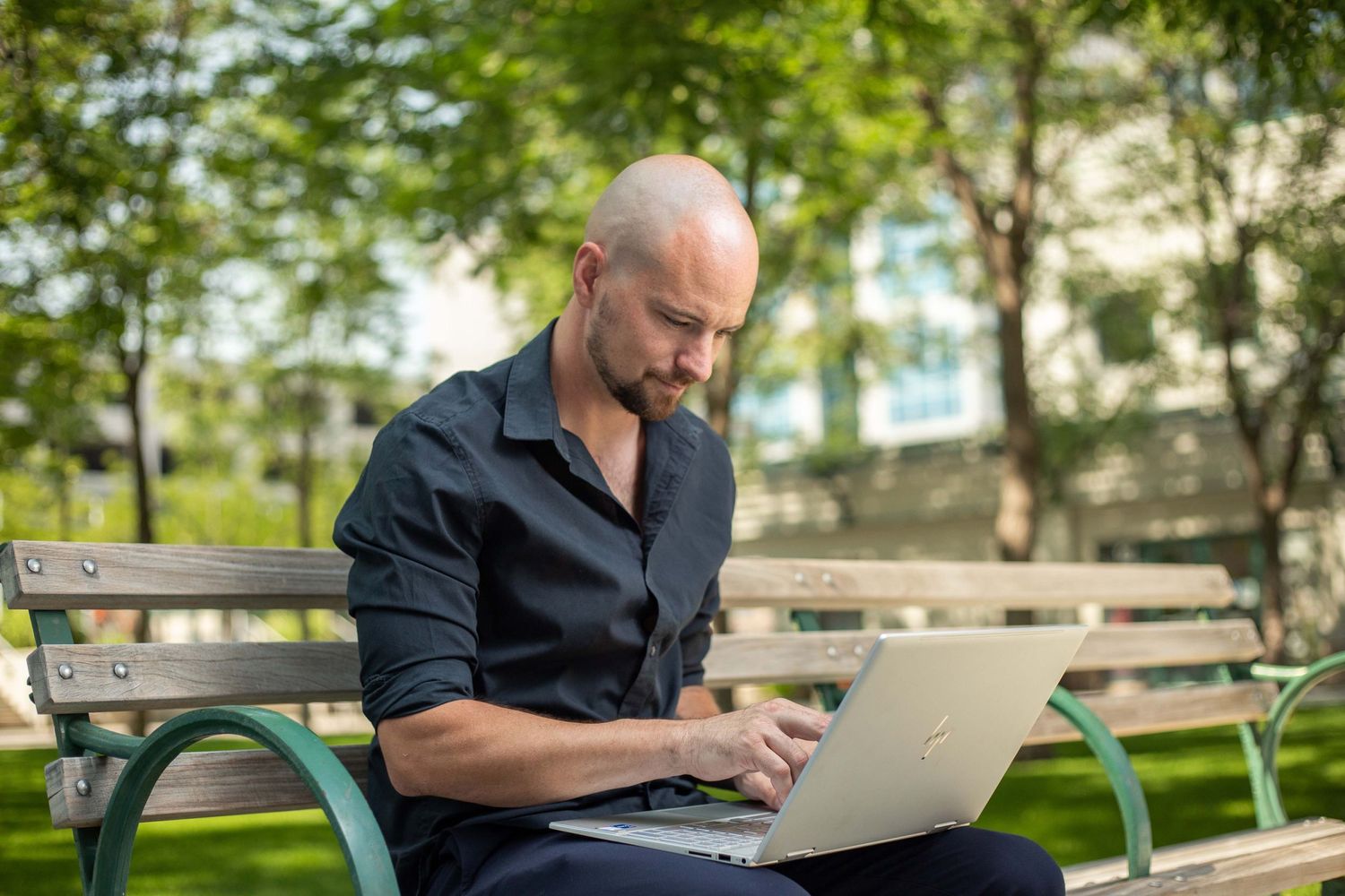 Male looking at computer in Salt Lake City utah Boswell Photography