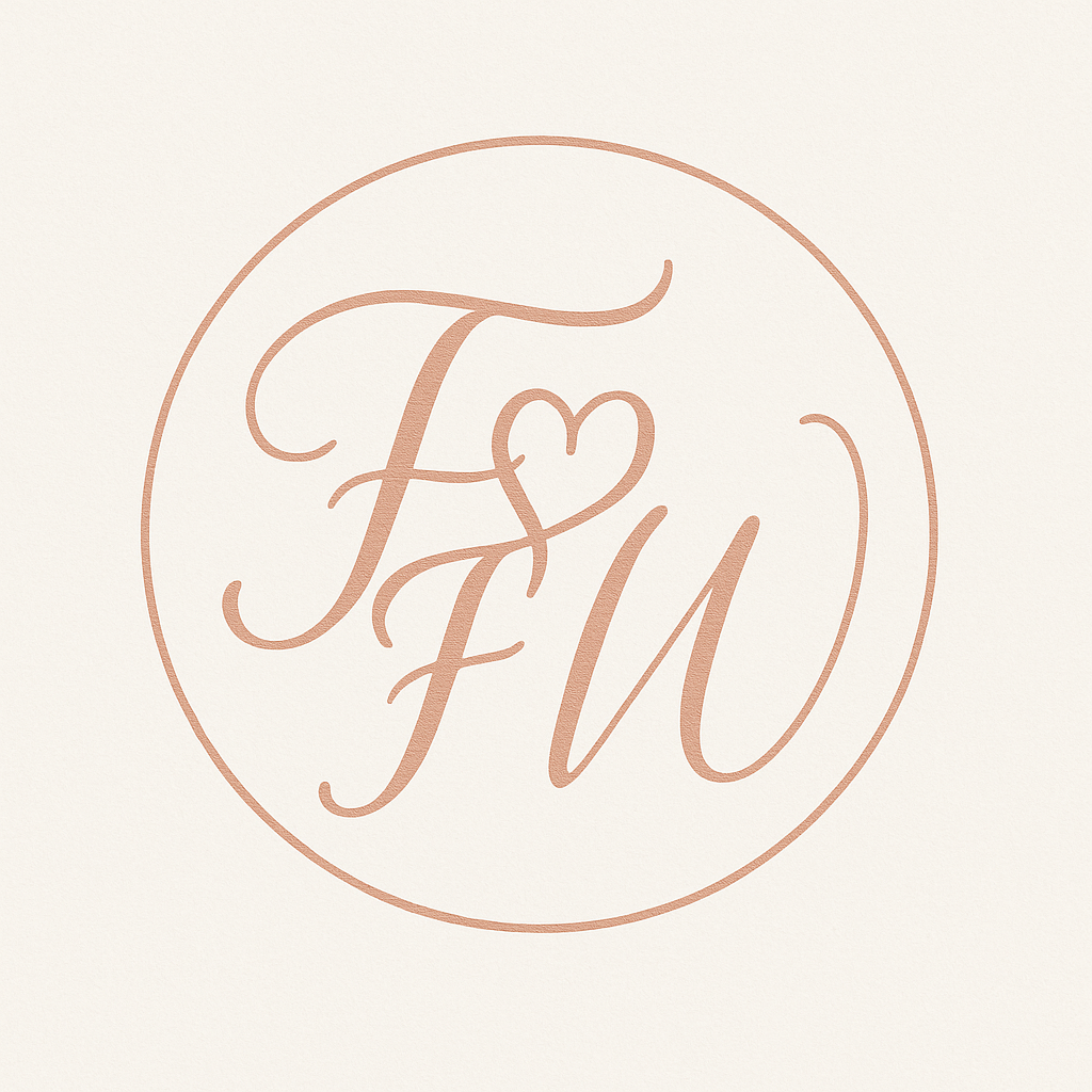 Elegant rose gold monogram designs in a flowing script style.