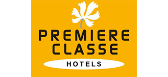 A row of five orange and white hotel brand logos displayed horizontally against a white background.