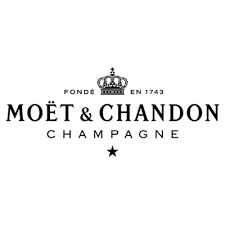 Moet & Chandon luxury champagne logo with crown symbol and black text on white background.