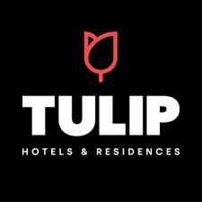 Red and black hotel brand logos for Tulip Hotels & Residences arranged in a horizontal row.