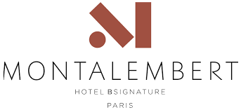 Montalembert Hotel Bsignature Paris logo featuring a stylized red-brown geometric design above elegant text.