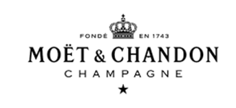 A bottle of Moët & Chandon champagne sits elegantly against a white background with the brand's classic logo displayed.
