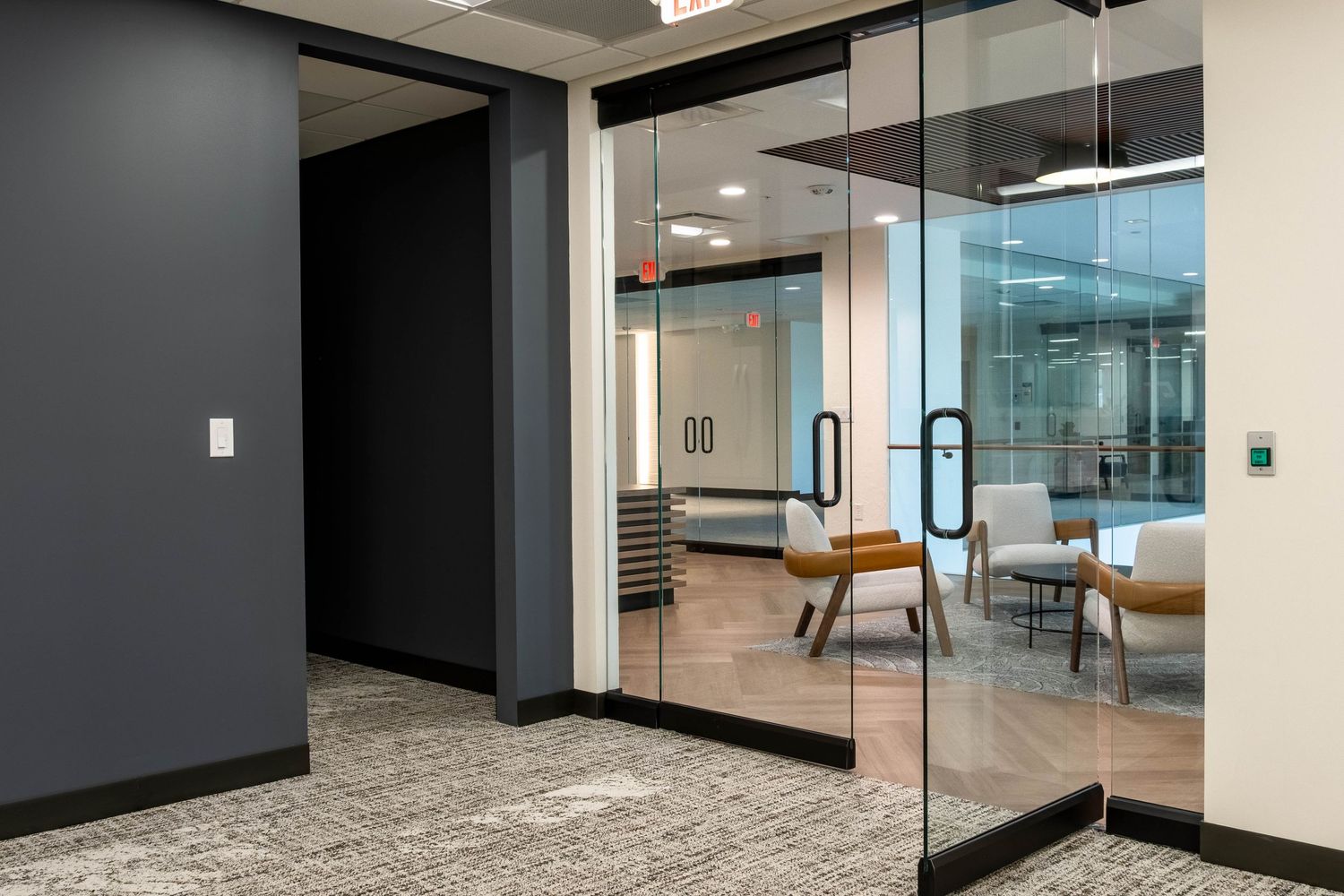 Modern office photographed for commercial real estate marketing.