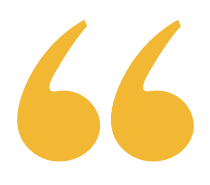 Yellow quotation marks arranged in a curved pattern on a white background form a decorative design element.
