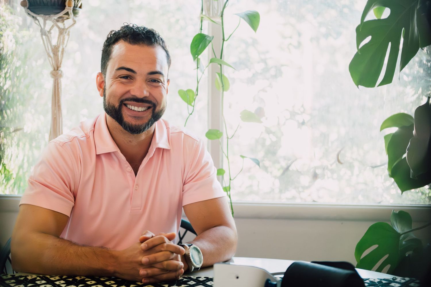 Natural light, lifestyle, welcoming headshot of a creative entrepreneur during personal branding session in Oakland Bay Area.