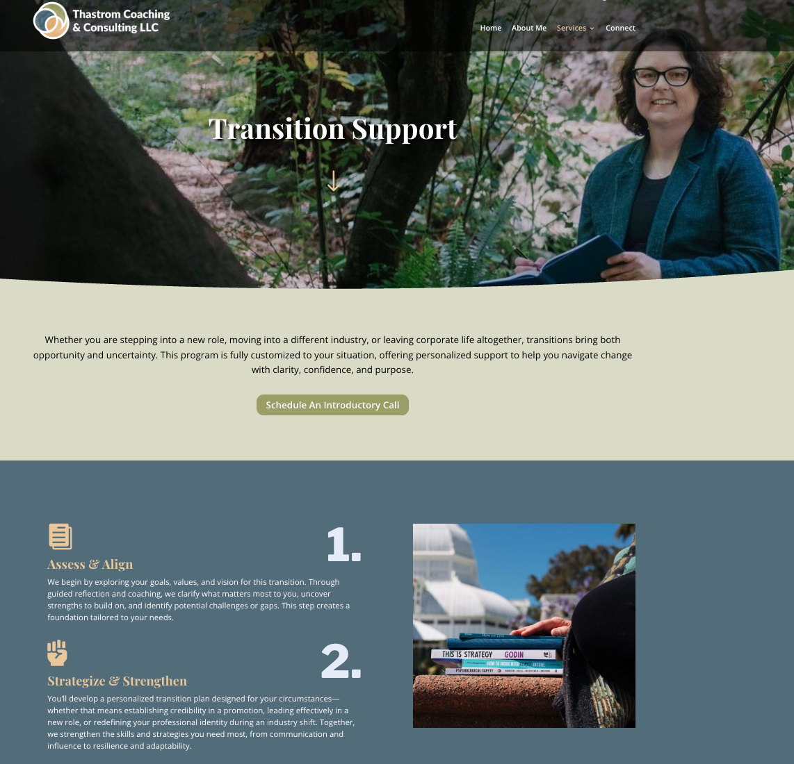 website screenshot illustrating the use of personal branding portrait and stock photos for a Bay Area consultant