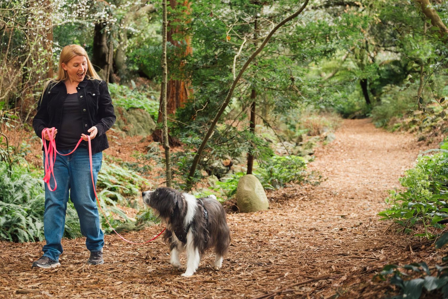Dog trainer & behaviorist lifestyle personal branding photo, outdoors in SF Golden Gate Park, taken by professional brand & pet photographer