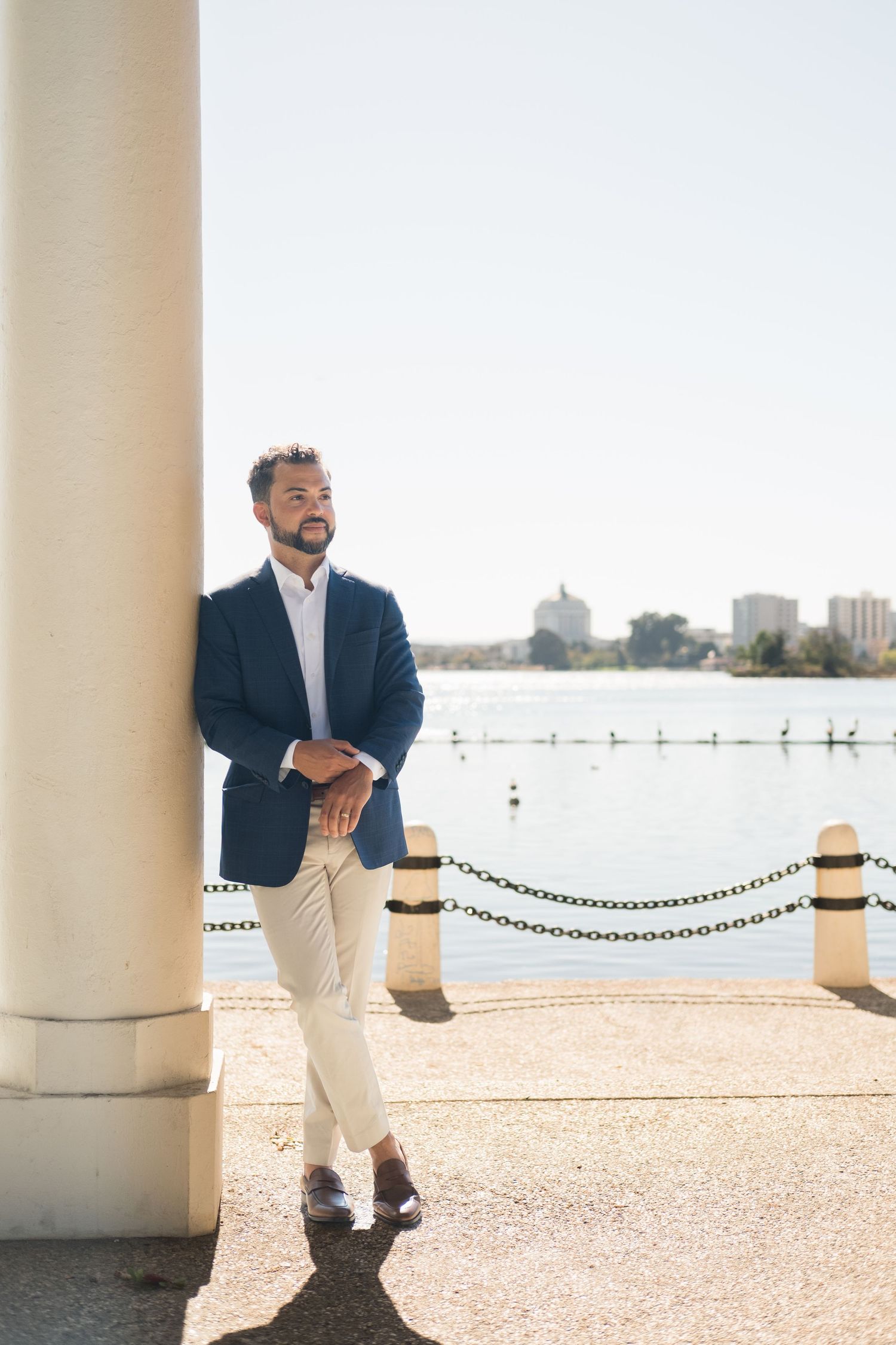 Holistic medical doctor full body headshot at Oakland's Lake Merritt. Lifestyle personal branding shoot by professional brand photographer